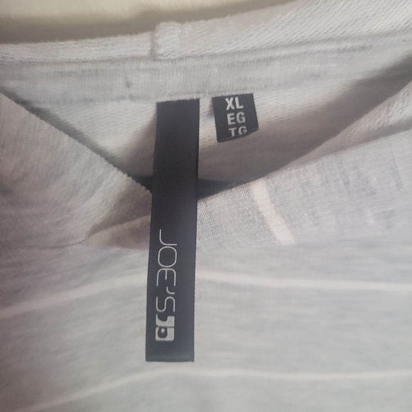 Joe's Jeans Drop Shoulder Gray & White Striped Flowy Hoodie - Picture 5 of 5